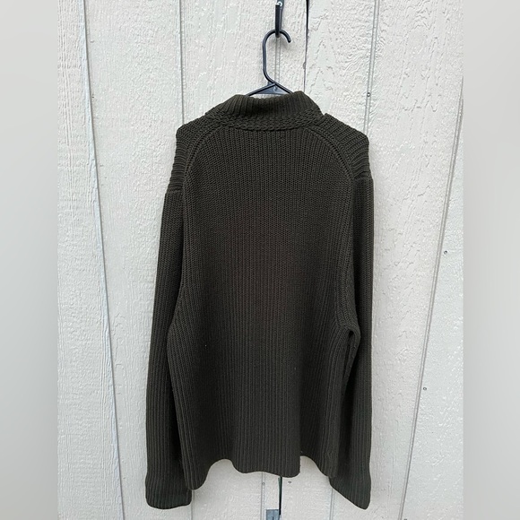 Brooks Brother’s Extra Fine Merino Wool Chunky Thick Knit Men's Olive Sweater XL - Picture 5 of 5